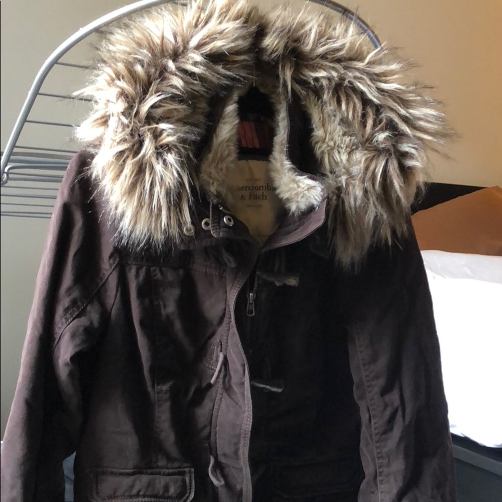 A&F Abercrombie & Fitch lined Sherpa hoodie jacket